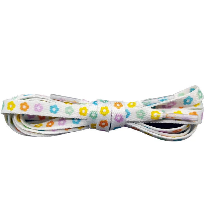 Duplex Printing Colorful Flower Casual Shoelaces for Women 80cm to 160cm Lace-Up Trainers and Casual Shoes Spring Summer Autumn Winter Multicolour Flat Cotton Laces