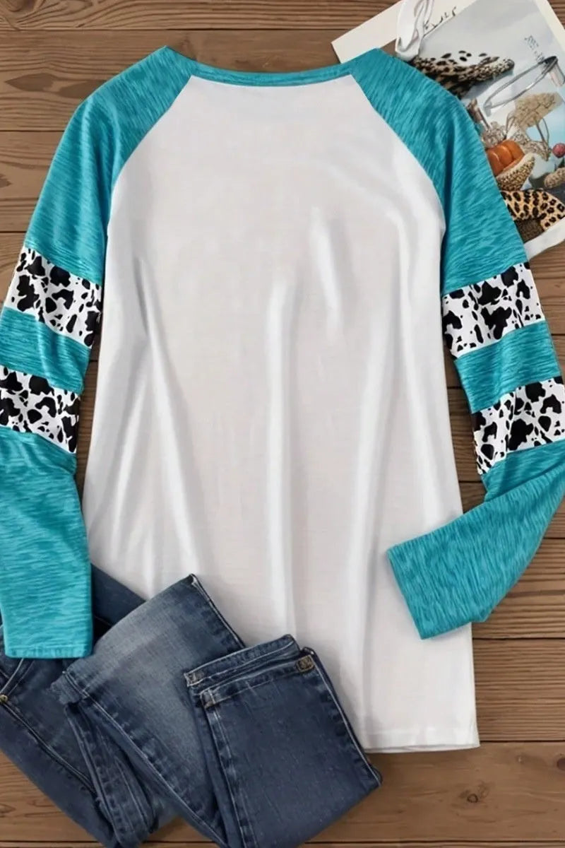 Sky blue Halloween pumpkin 3D digital printed T-shirt with Japanese Korean style and long sleeves