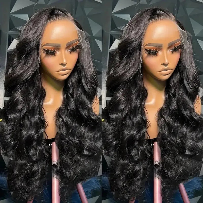 Black synthetic curly wig with 22-inch length and mesh lace cap
