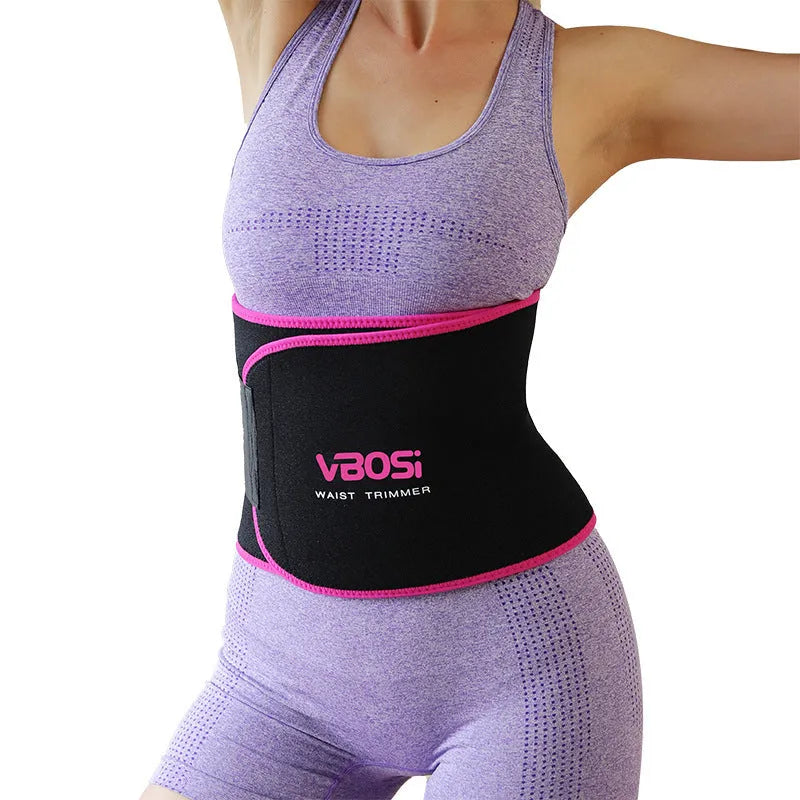 Waist support belt for yoga and fitness in black with adjustable fastening, available in blue orange pink and sizes L M XL
