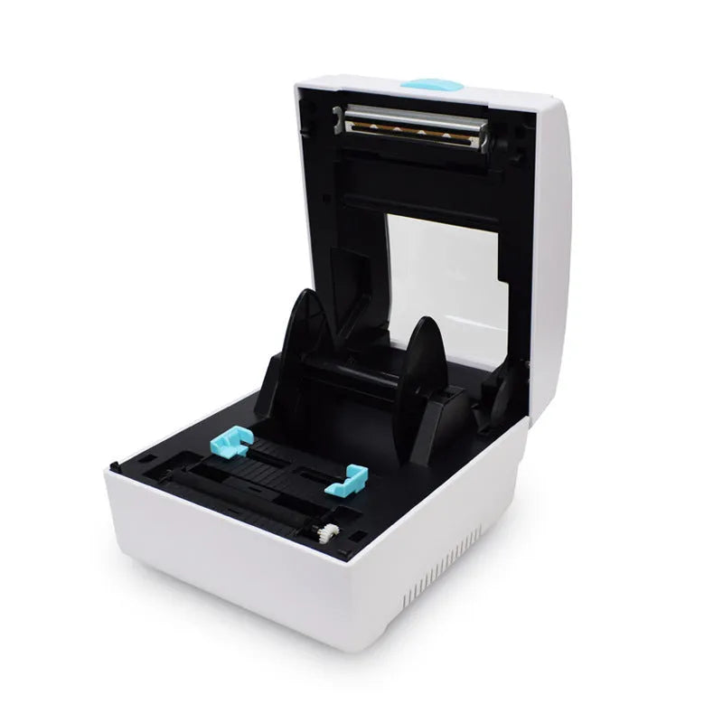 White Bluetooth thermal label printer with USB port for shipping labels