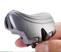 Black and silver grey finger ring mouse, 2.4GHz wireless, 1000dpi optical, 60mm by 40mm, rechargeable, three keys