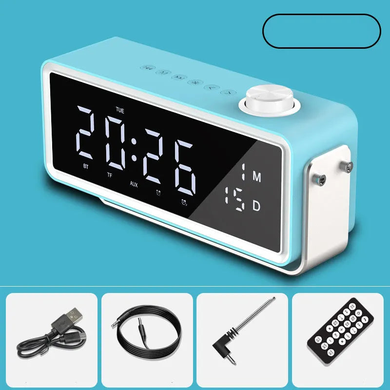 K5 smart alarm clock speaker with dual speakers and bass diaphragm in black