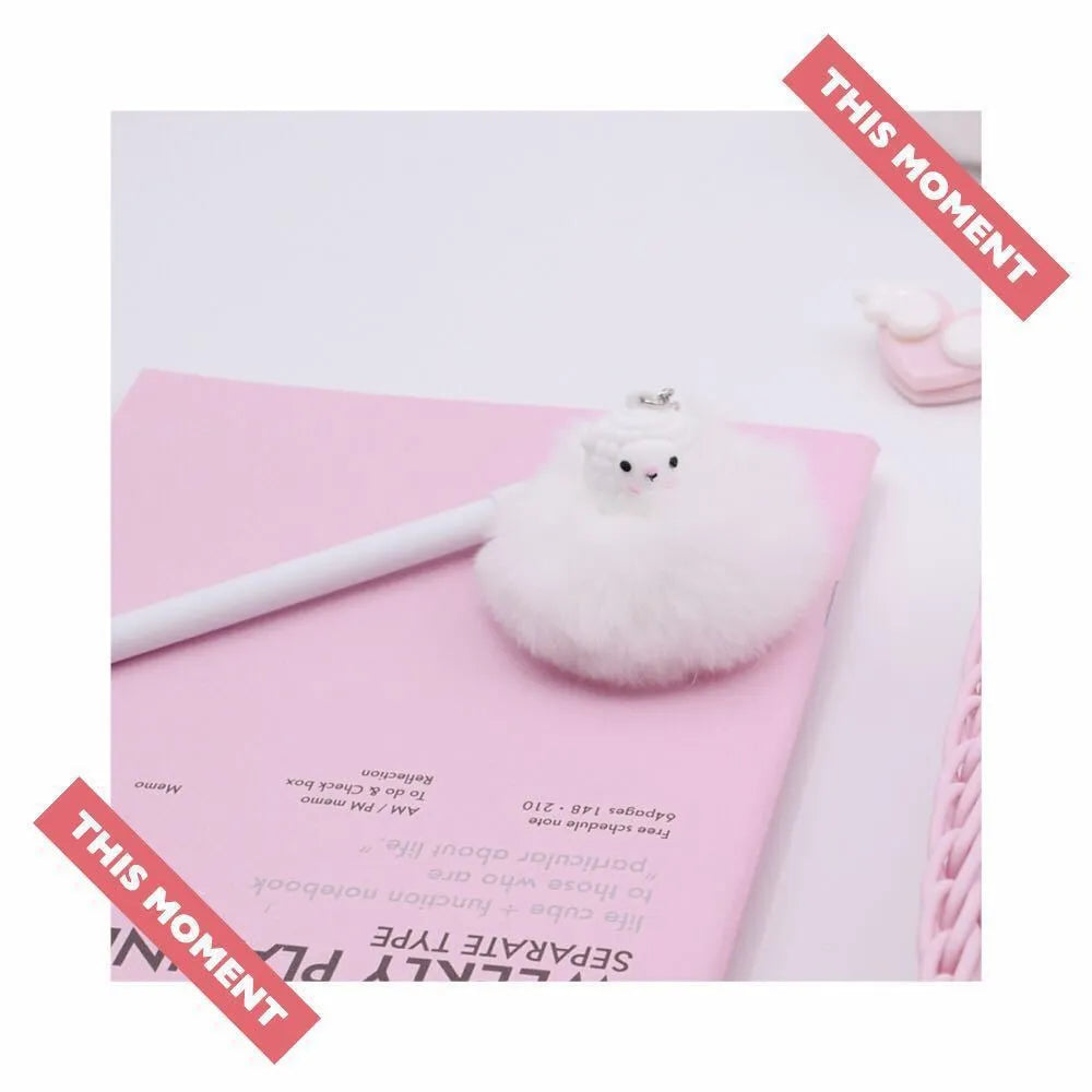 Alpaca hair ball pendant neutral pen signature pen with 0.5mm tip plastic 17cm length random colour