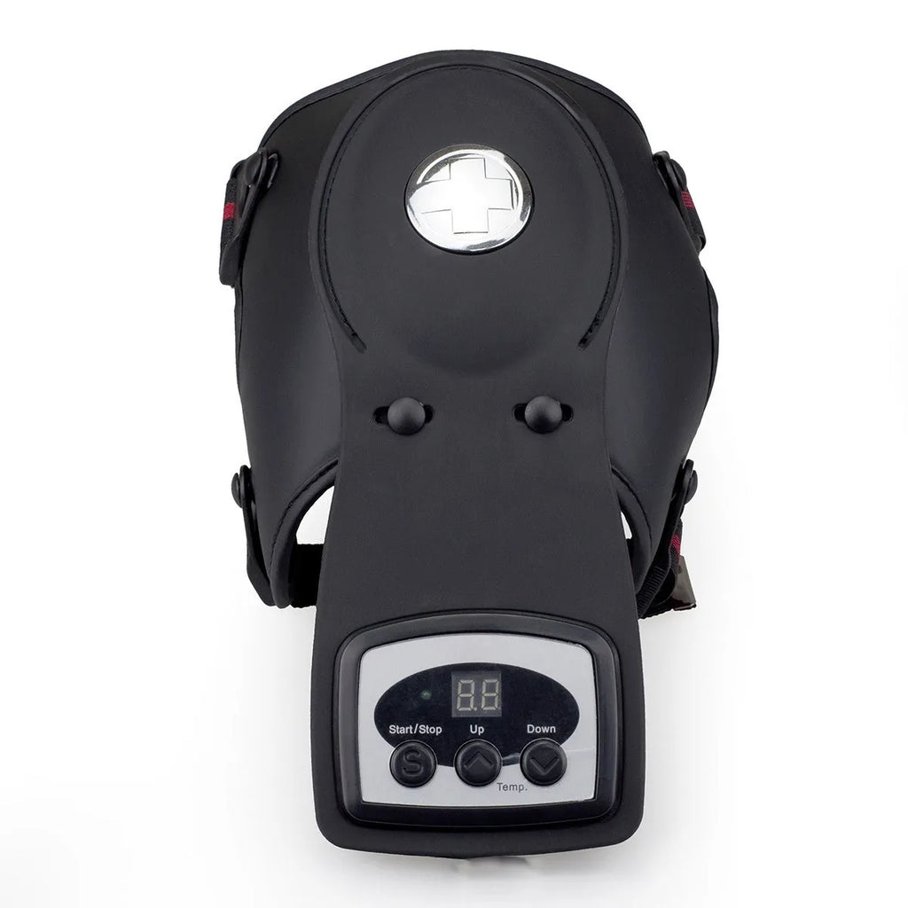 Infrared knee and shoulder massager unit with adjustable temperature control and separate pads.