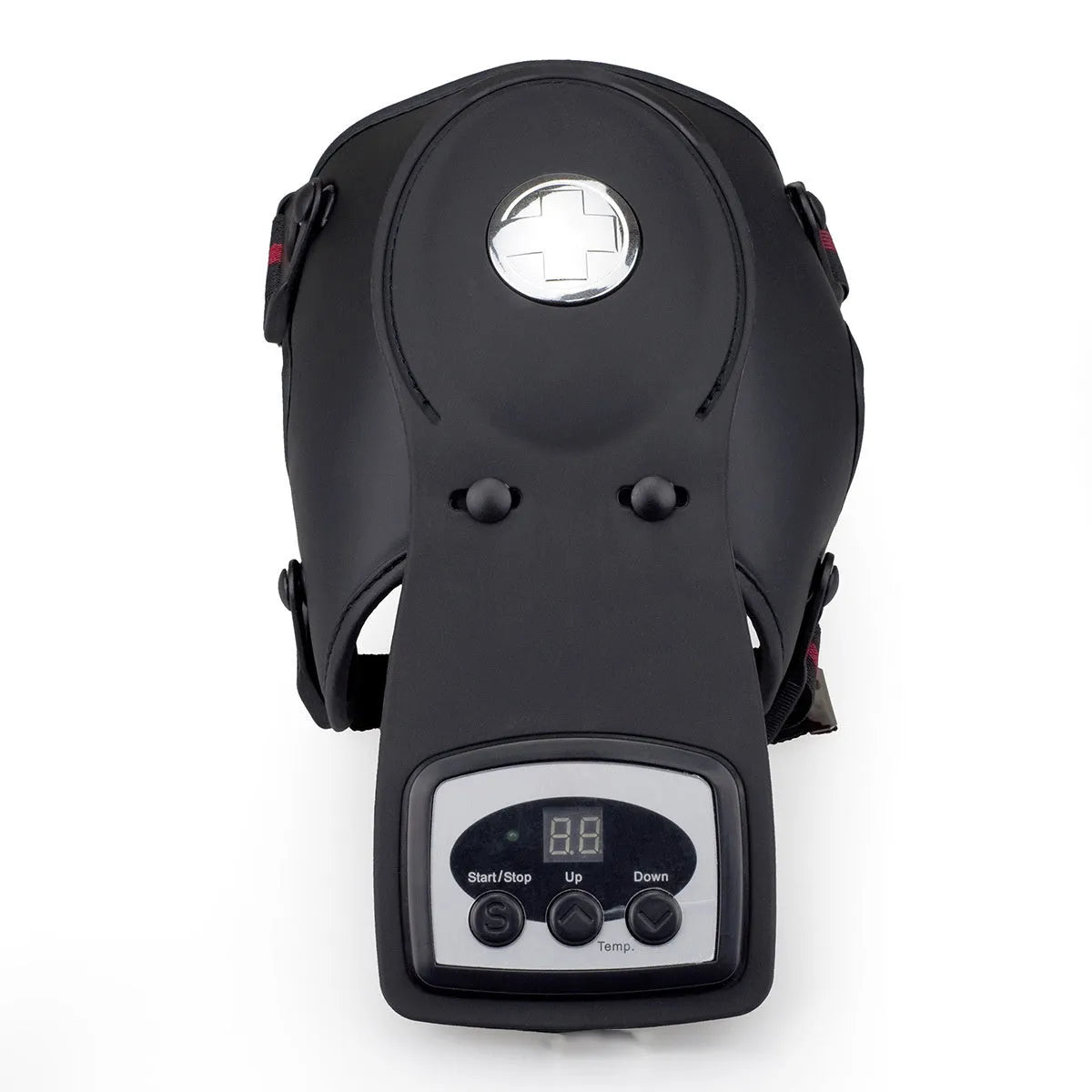 Infrared knee and shoulder massager unit with adjustable temperature control and separate pads.