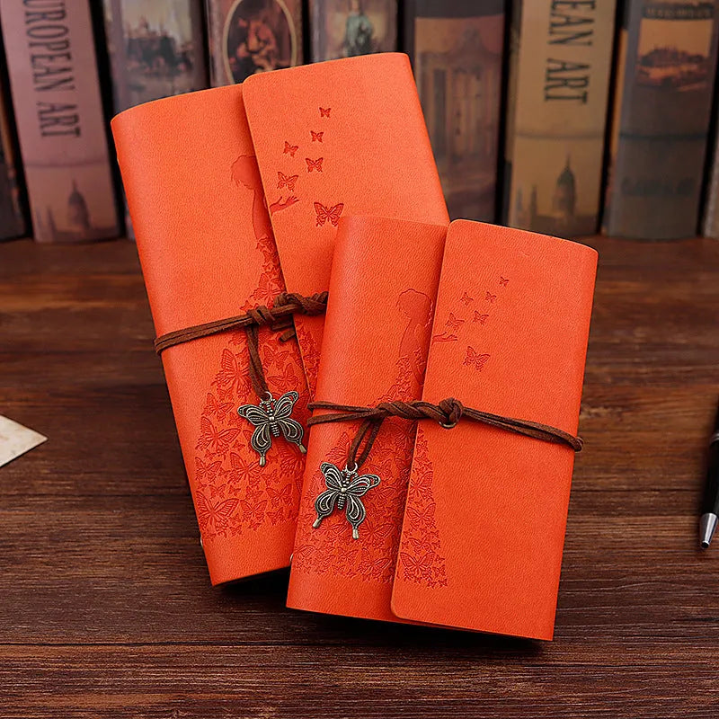 Loose leaf diary book with kraft paper pages, 8 x 12.5 cm, available in six cover colours and two sizes