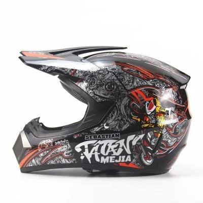 Dual-use motorcycle and mountain bike helmet with hard ABS shell in black colour