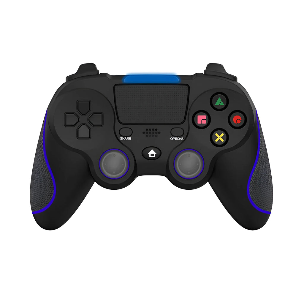 PS4 wireless gamepad in blue colour with ABS construction and vibration function