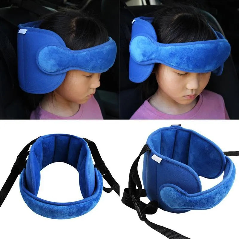Child car seat head support sleep auxiliary belt in polyester with hook and loop neck fastening and 55 x 44 cm rear waistband