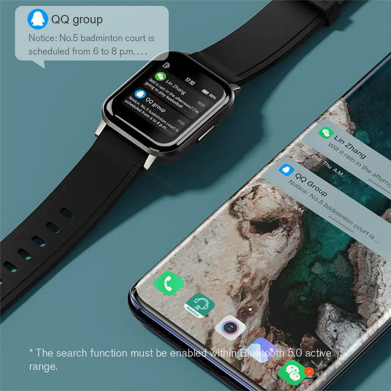 Black waterproof smart fitness bracelet with 1.4-inch screen on silicone wrist strap