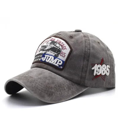 Alphabet embroidered baseball cap in cotton with 13cm height and 7cm brim, six colours available including Army Green and Khaki