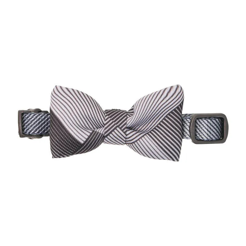 Cotton cat collar with bow tie in beast color block pattern