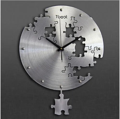16 inch circular metal wall clock, 38 x 50 cm, aluminium alloy shell, mute design, black or silver