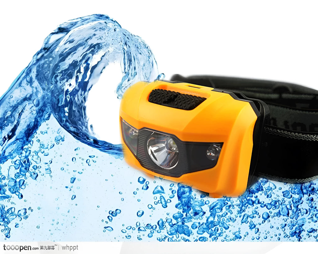 3W LED head torch with white and red lights in waterproof casing for outdoor activities