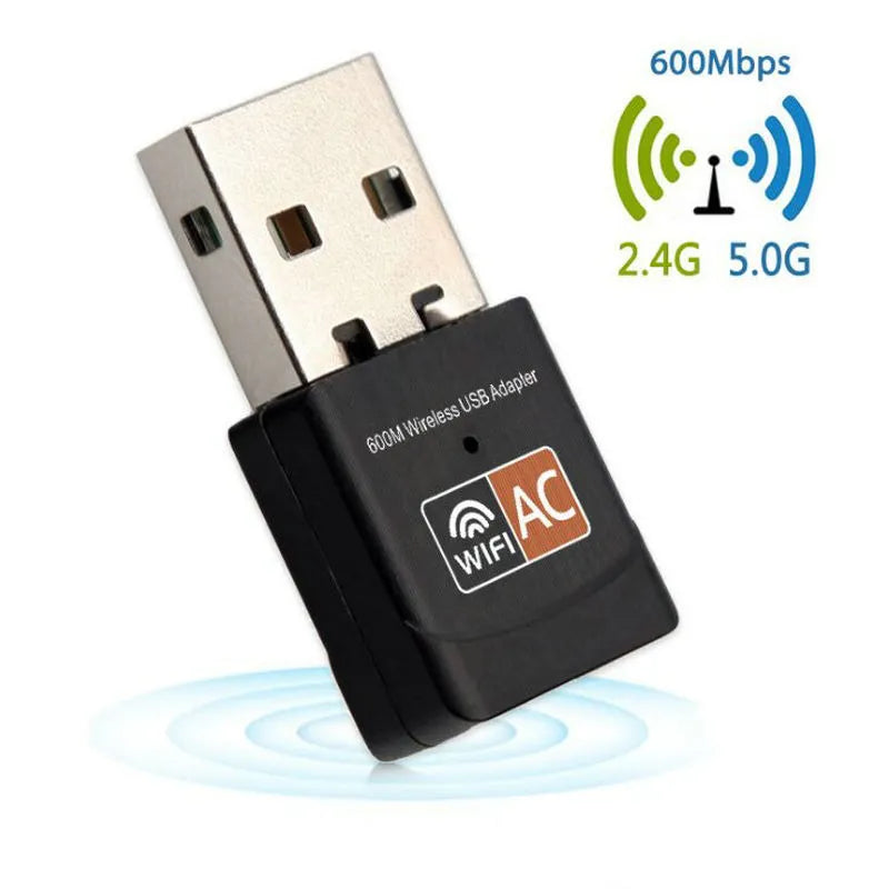 Mini black dual band USB wireless network card, 27x14x8mm, 5GHz 2.4GHz Wi-Fi adapter