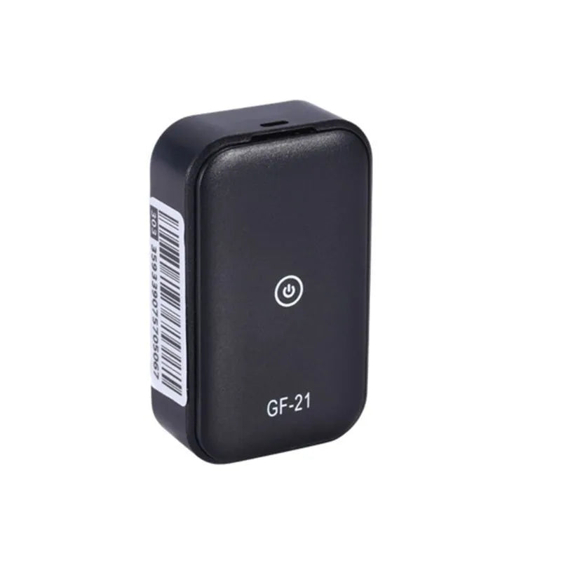 Black GF21GPS child tracker GPS locator on table showing compact plastic design