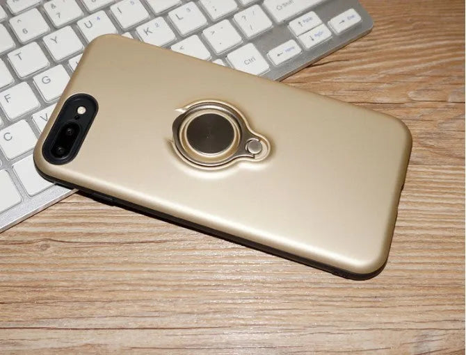 Black magnetic back cover case for iPhone on a table, showing solid colour and business style design.