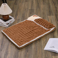 Removable winter warm pet pad in coffee, grey, or green, available in M, L, XL, and 3XL sizes.