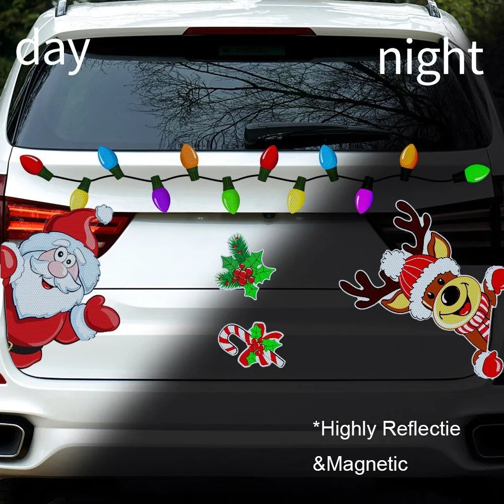 Christmas elk cartoon design magnetic sticker with reflective surface