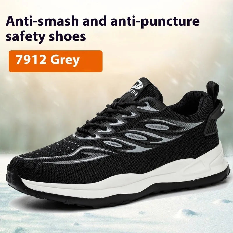 Lightweight orange labour protection safety shoes with anti-smashing and puncture-resistant features