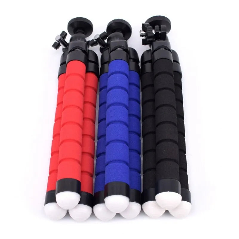 Black flexible octopus tripod with wrapped legs and standard camera mount screw