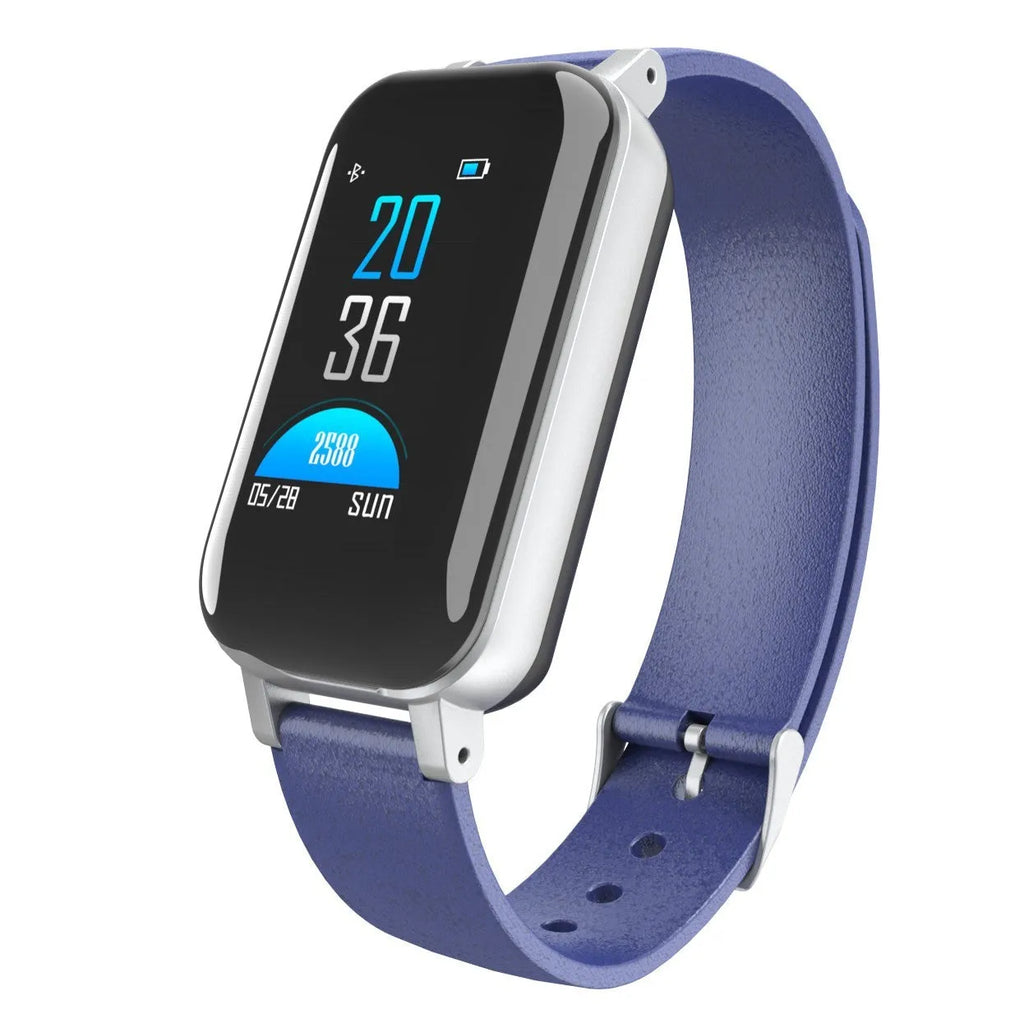Intelligent environment smart bracelet with 0.96 inch colour display on a wrist, in black, with tentacle style band