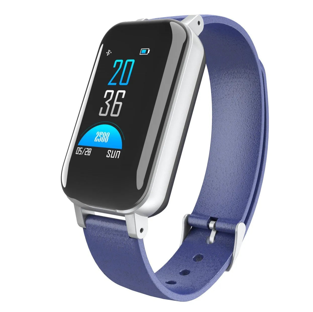 Intelligent environment smart bracelet with 0.96 inch colour display on a wrist, in black, with tentacle style band