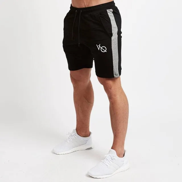 Men's quick-drying modal fabric fitness shorts in black with elastic waistband