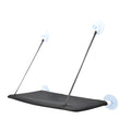 Black pet hammock with suction cups attached to a window, 53x32 cm, breathable mesh fabric