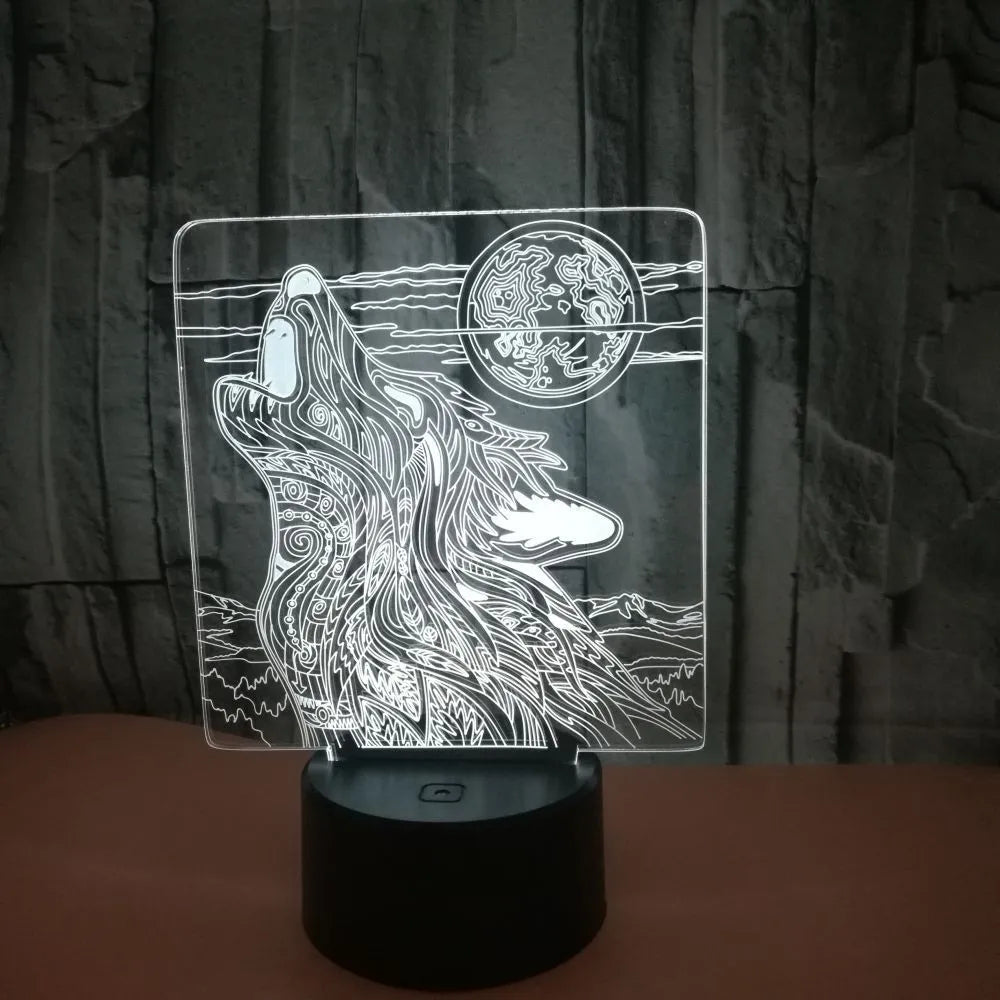 White base colour-changing LED desk lamp with touch control and remote, showing seven colour options.