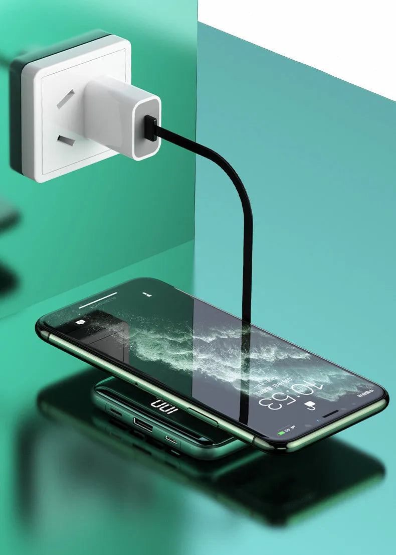 20000mAh PD fast charge power bank with LCD display in black, green, or red colour
