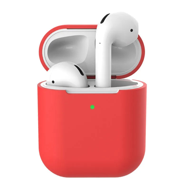 Silicone clamshell protection case for Apple AirPods 2 wireless earphones in multiple colour options.