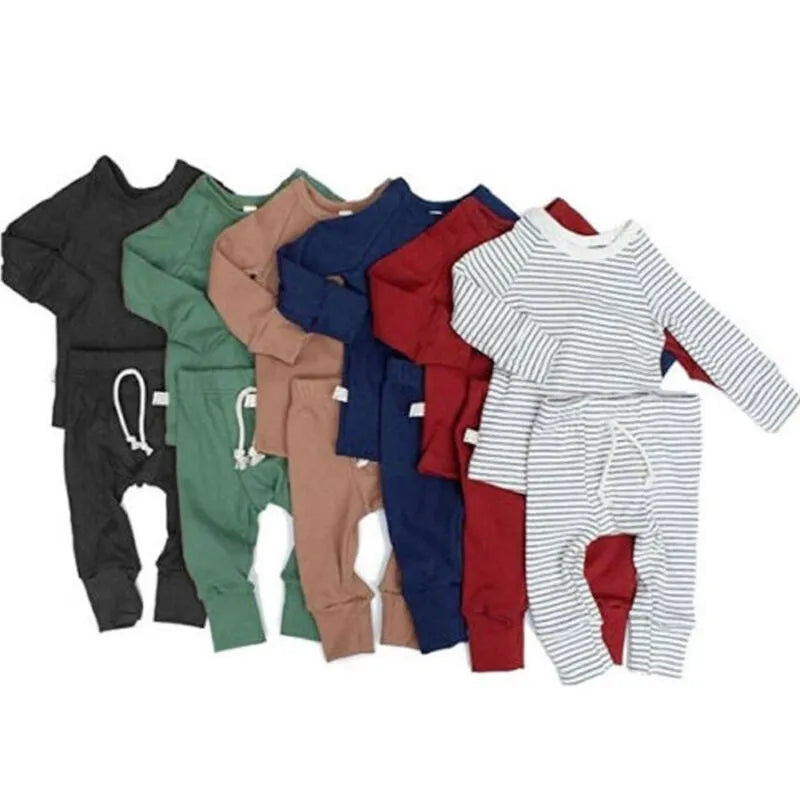 Blue cotton baby romper and tracksuit set with cartoon pattern for father-and-son outfits