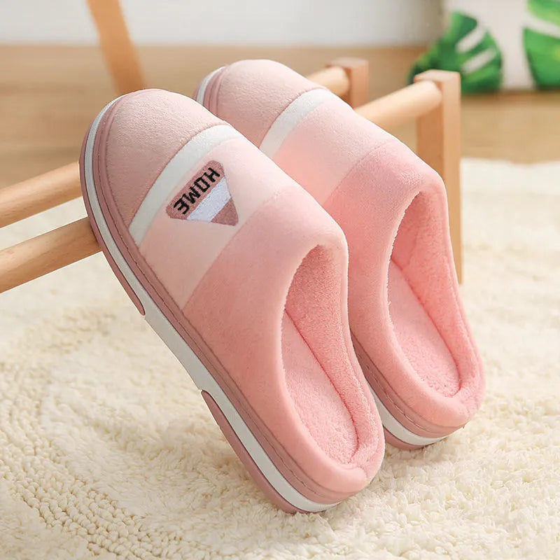 Men's thick bottom non-slip cotton slippers with TPR sole in blue, grey, pink and purple colours