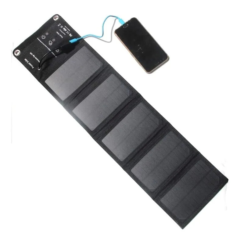 Portable folding black 10W monocrystalline solar charger with USB port folded small