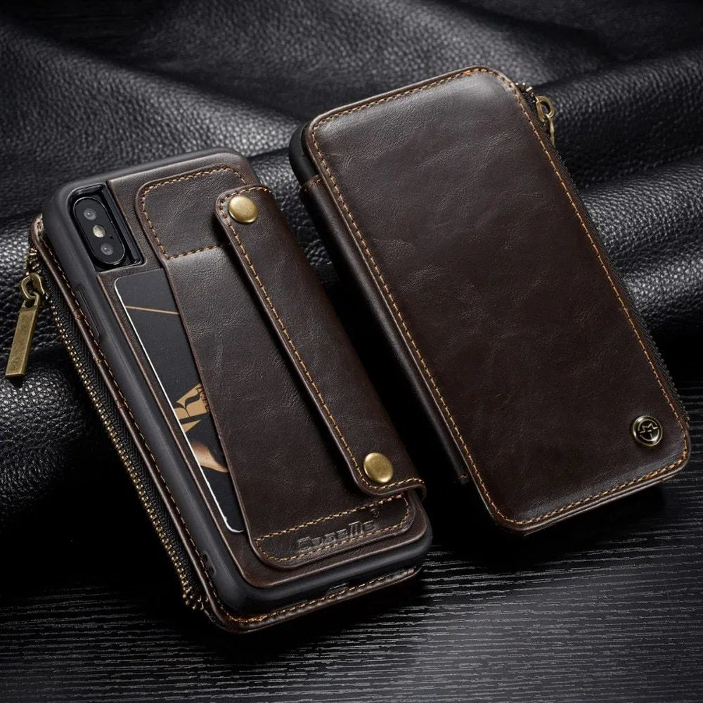 Leather flip phone case for Samsung Galaxy Note 9 with card slots and magnetic closure