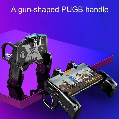 Black multi-function gamepad controller with integrated phone holder for mobile gaming