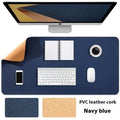 Cork leather thickened PVC mouse pad desk protector in orange on a desk showing mouse and keyboard