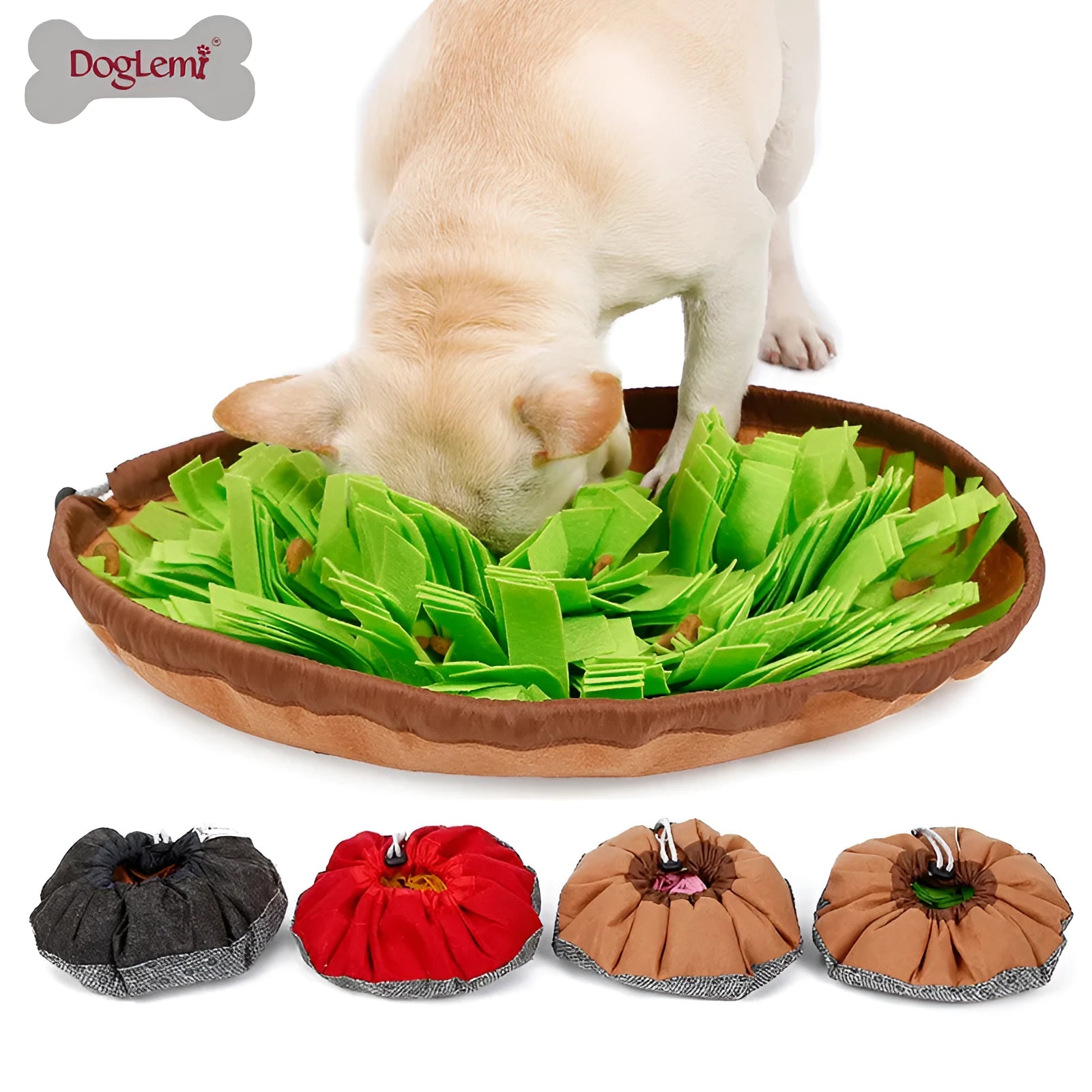 Pet sniffing mat slow food puzzle blanket in felt cloth with brown colour, 48x48cm foraging area for dogs