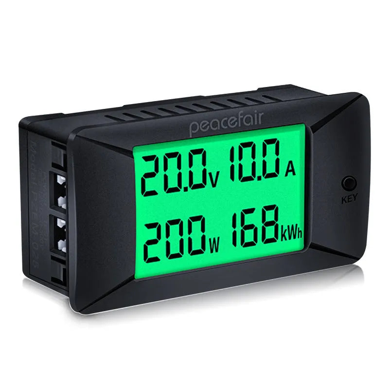 DC digital display voltmeter and ammeter measuring 0-300V voltage range with compact dimensions