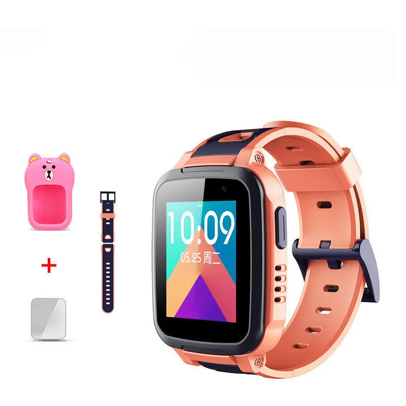 360 SE5 blue children's smartwatch with stainless steel band on a child's wrist.