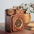 Retro lightweight compact wireless Bluetooth speaker in rosewood gold finish with plastic shell