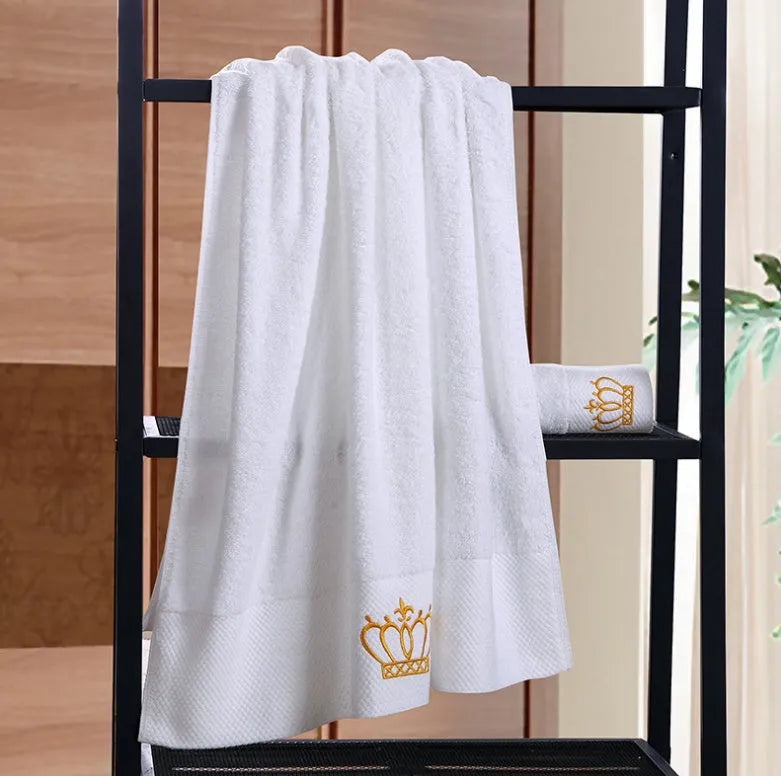 Cotton gift towel with custom embroidery, available in multiple sizes including 32x32cm and 70x140cm, for hotel or sauna use