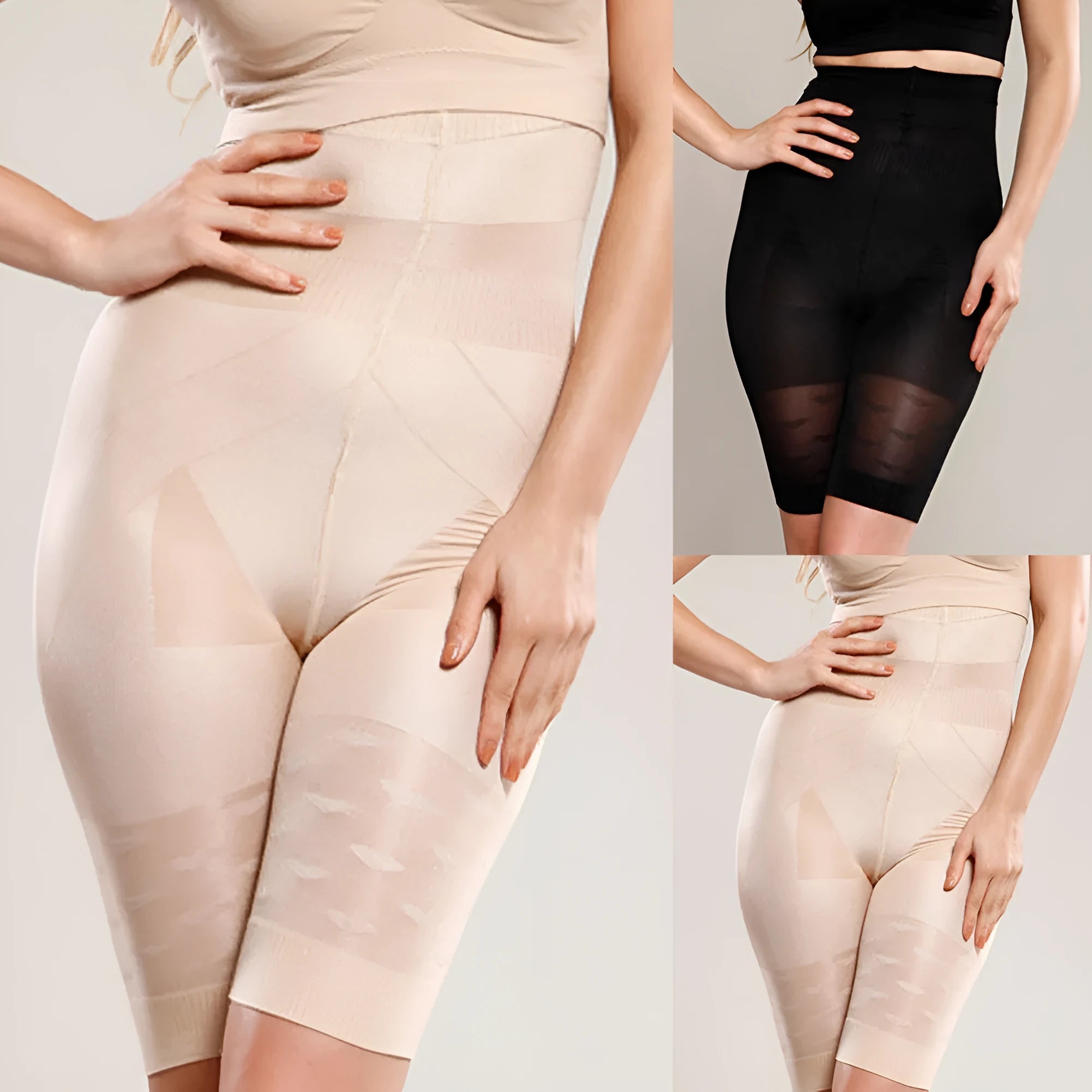 Black seamless high-waisted shapewear shorts for women with tummy control