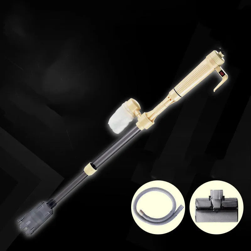 Light yellow electric fish tank sand washer with 90-degree right angle head and anti-skid grip