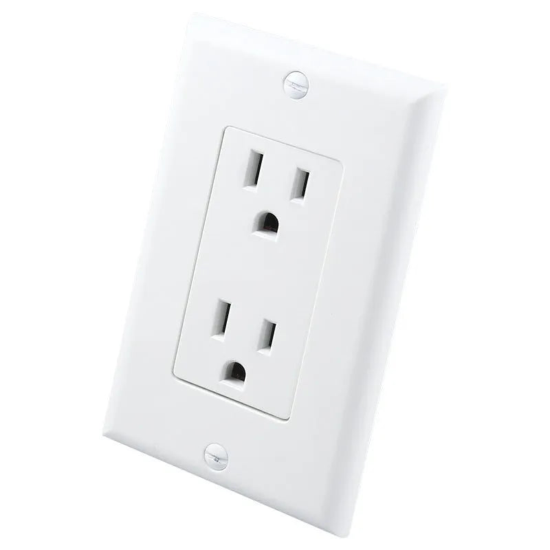 White socket induction night light plugged into wall outlet with automatic light sensor.