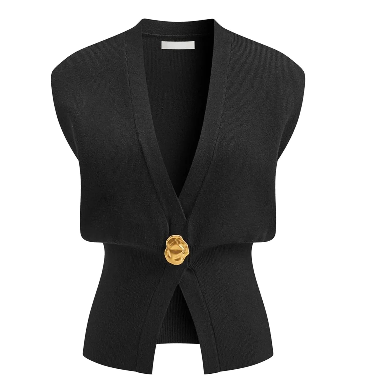 Women's loose V-neck button cardigan in knitted polyester fabric shown in multiple colours.