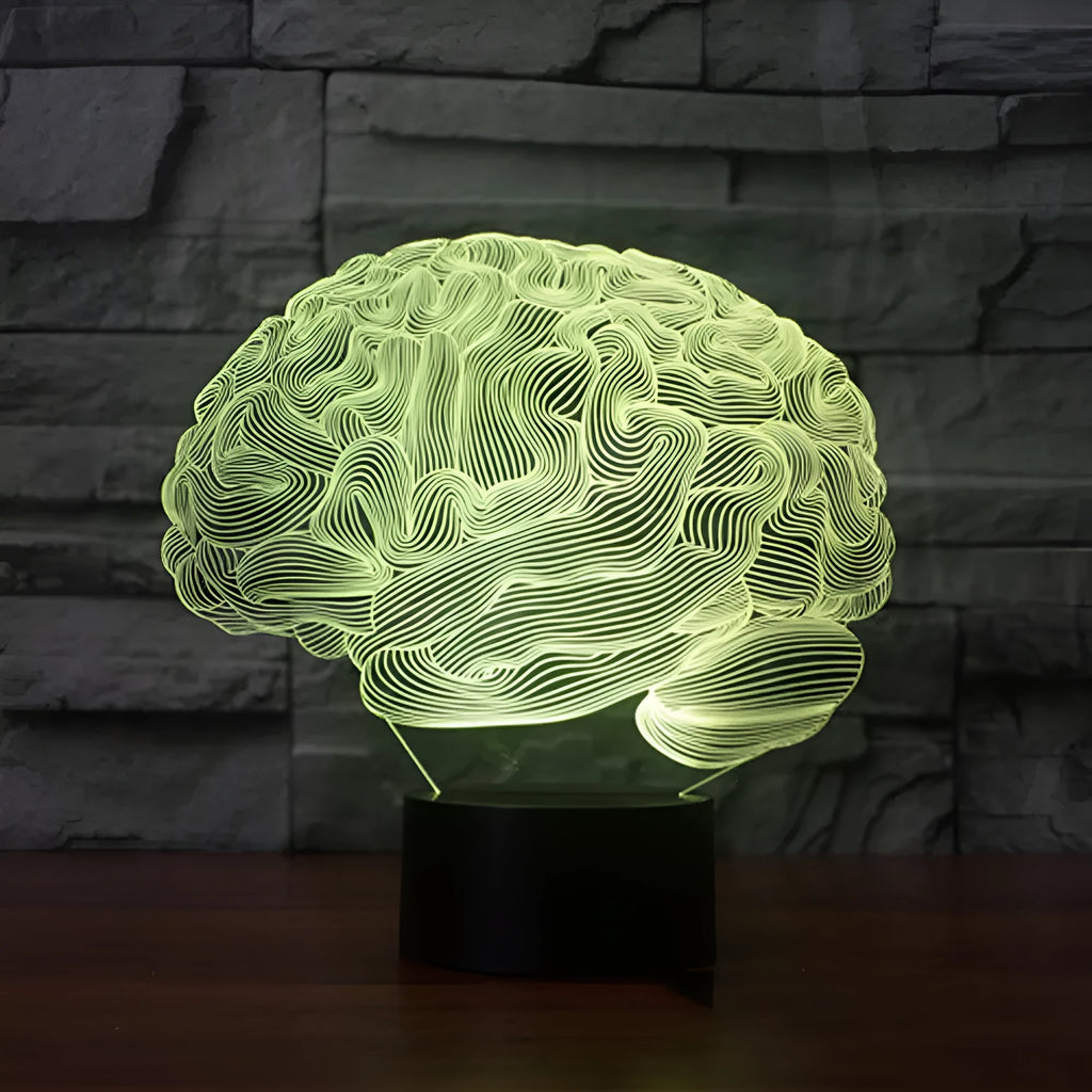 3D acrylic illusion desk lamp with colourful LED lights on a black ABS base, showing remote control.