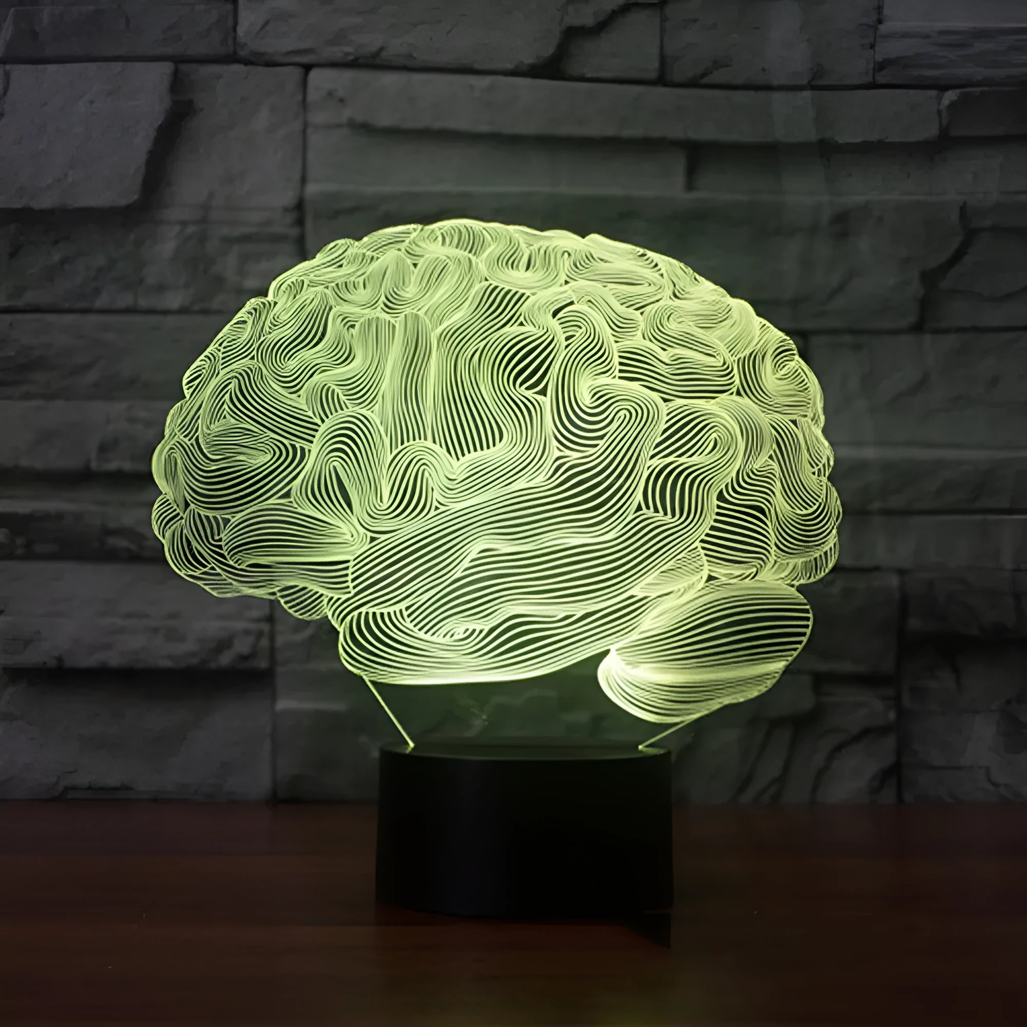 3D acrylic illusion desk lamp with colourful LED lights on a black ABS base, showing remote control.